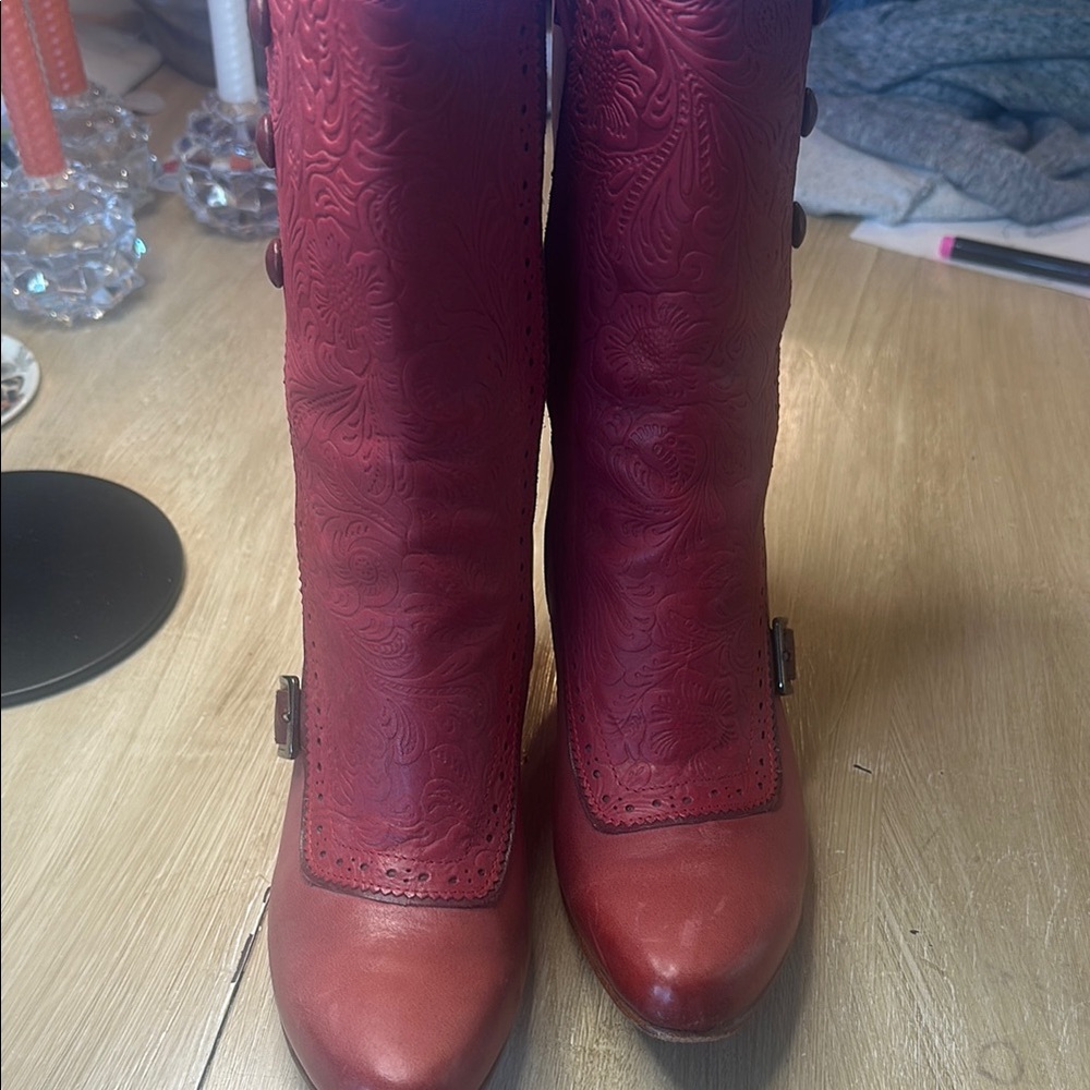 John Fluevog Red Ankle Boots Stylish and Comfortable